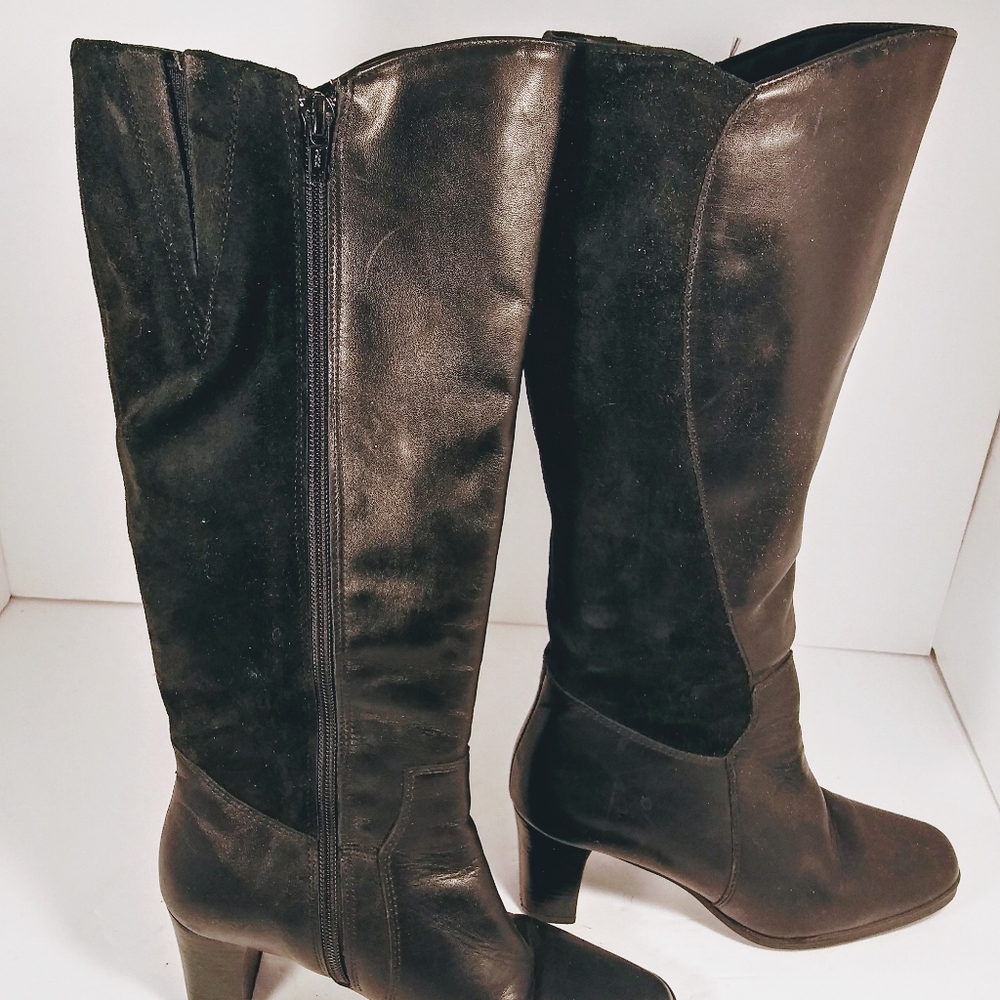 Blondo dress boots size 6 black leather/suade wate